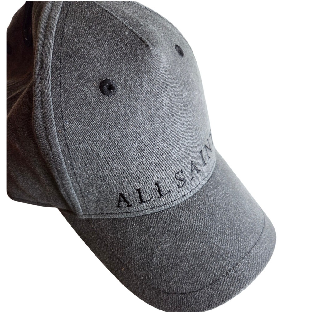 AllSaints Baseball Cap Grey New Embroidered Logo Adjustable Strap Hat